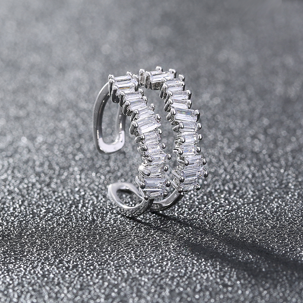 Fashion Copper Quadrilateral Rings Office Family Gathering Carnival Diamond Inlaid Zircon Zircon Cop