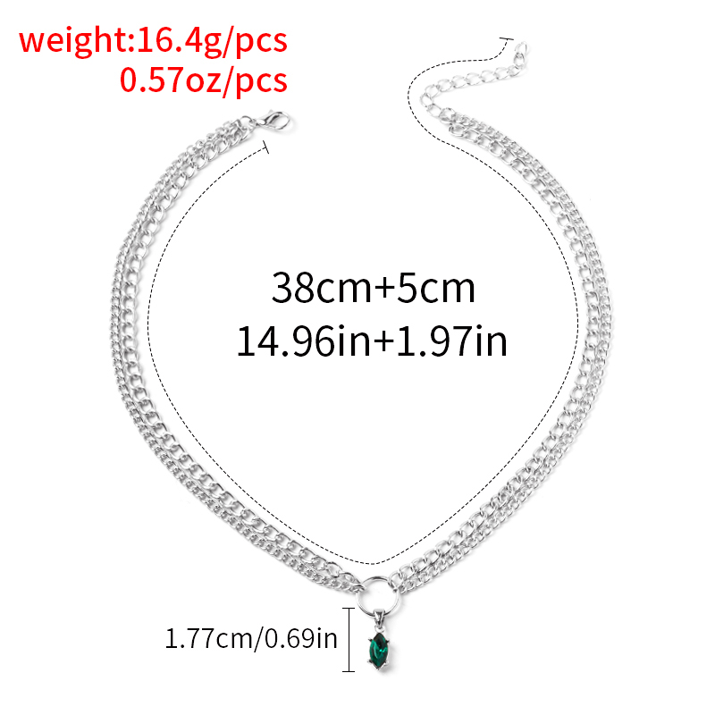 Fashion Elegant Double-Layer Chain Rhinestone Inlaid Pendant Necklace for Women