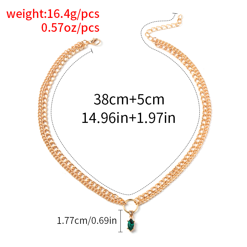 Fashion Elegant Double-Layer Chain Rhinestone Inlaid Pendant Necklace for Women