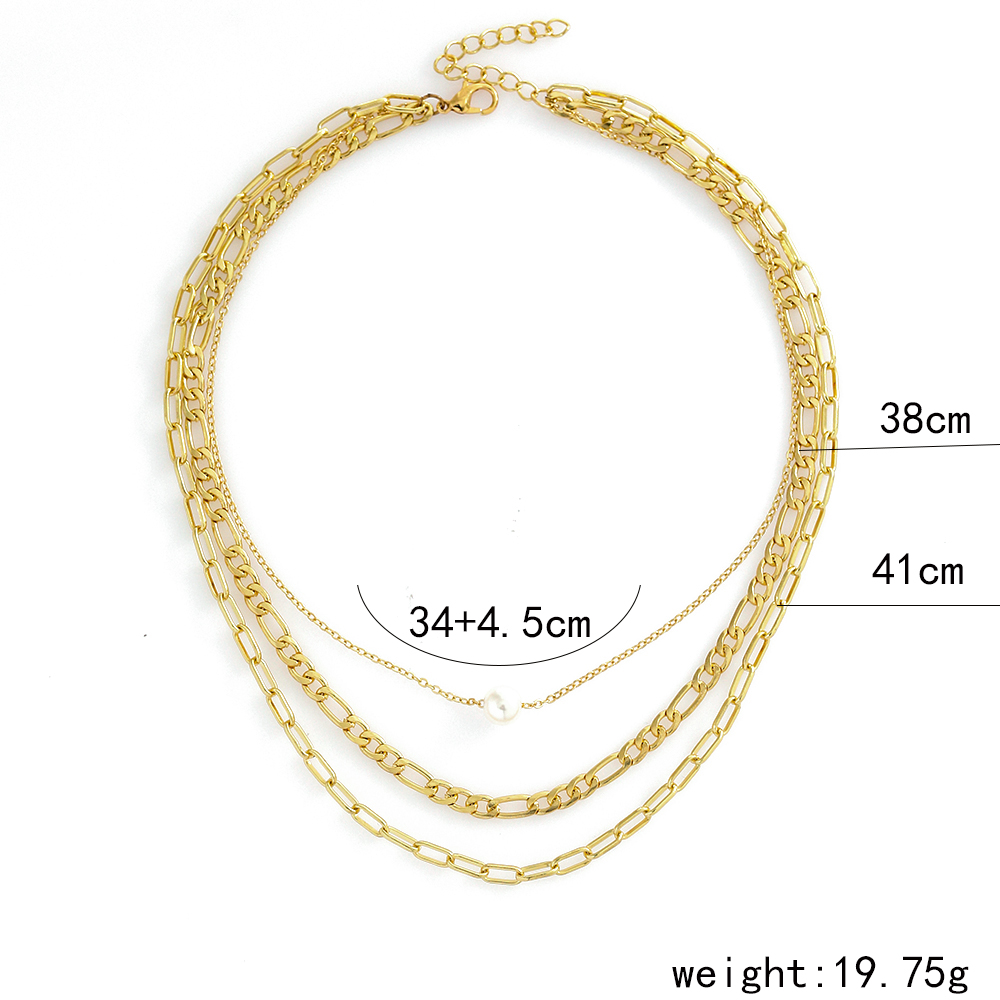 Fashion Elegant Gold Plated Pearl Pendant Multi-Layer Clavicle Chain Necklace