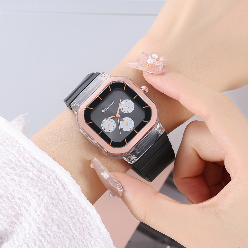 Fashion Creative Square Sports Quartz Casual Silicone Strap Wrist Watch