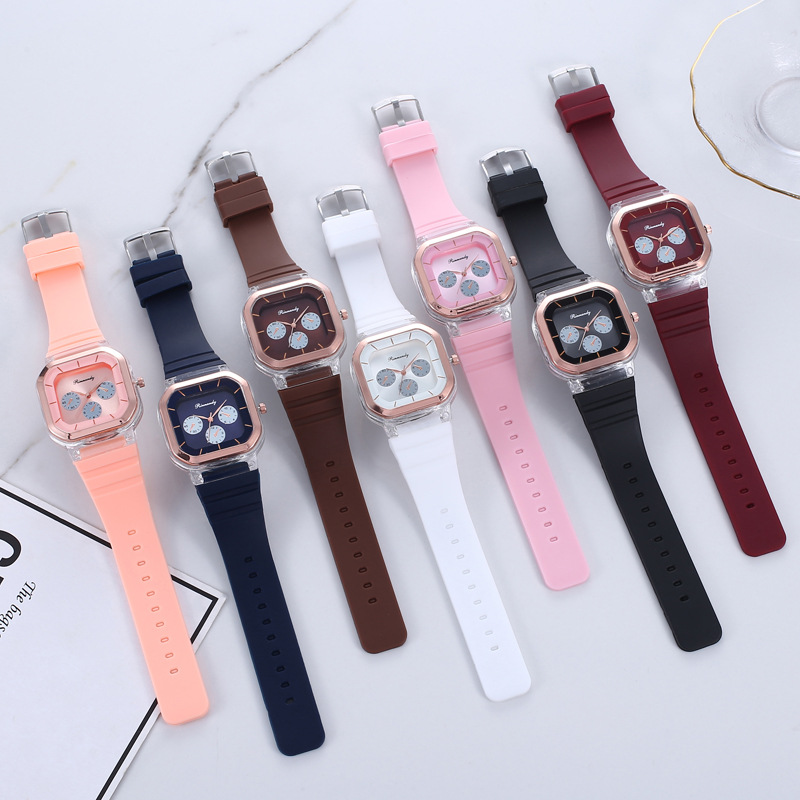 Fashion Creative Square Sports Quartz Casual Silicone Strap Wrist Watch