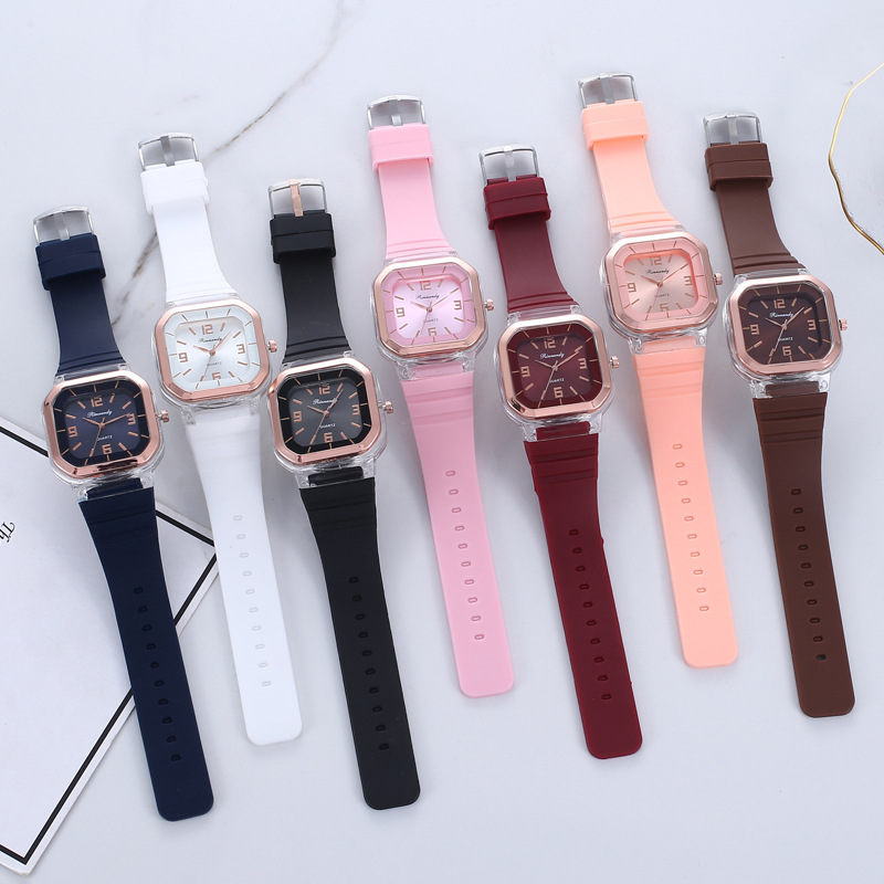 Fashion Simple Square Sports Quartz Casual Silicone Strap Watch