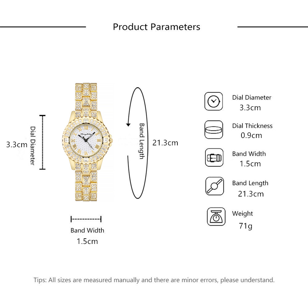 Fashion Rhinestone Roman Scale Women Steel Alloy Quartz Watch