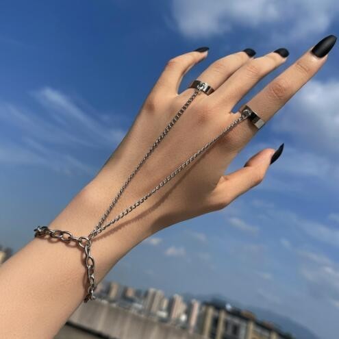 fashion Creative adjustable alloy Chain detachable Ring Bracelet