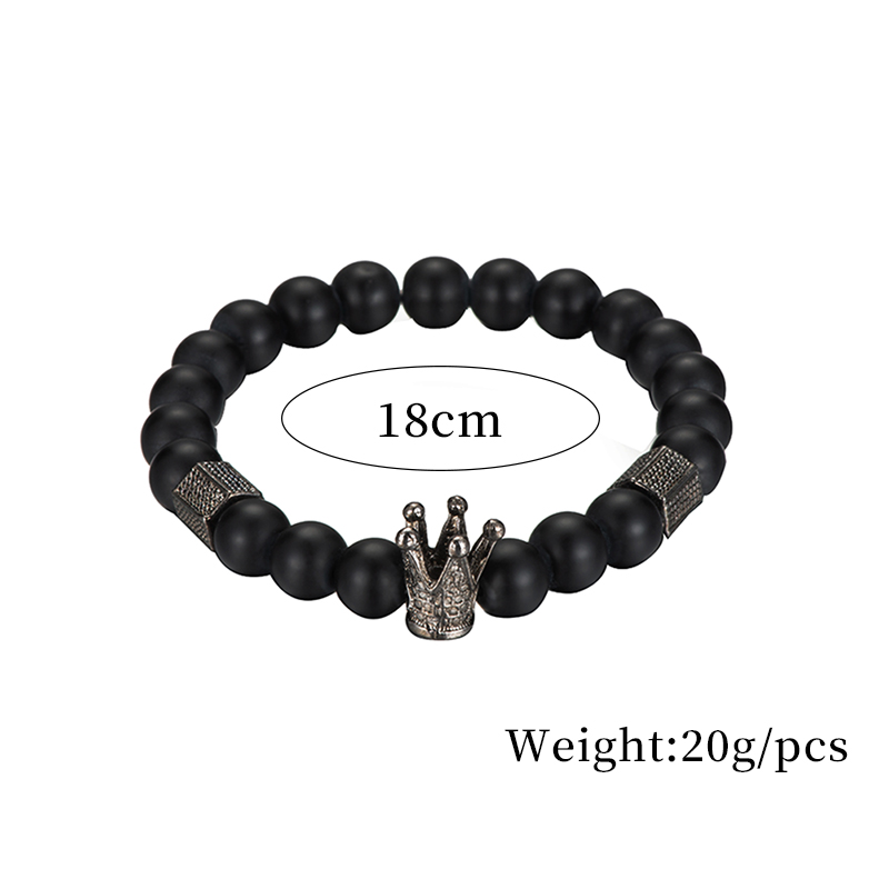 New Arrival Fashion Handmade Black Beaded Menu0027s Crown Bracelet
