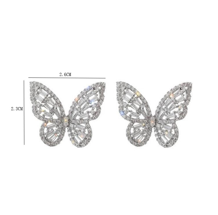 Elegant Butterfly Alloy Inlay Artificial Rhinestones Ear Studs 1 Set