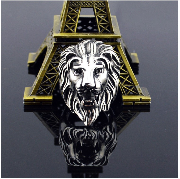 Retro Fashion Simple Geometric Lionu0027s Head Shape Men Alloy Ring