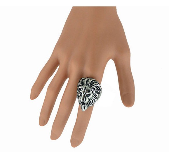 Retro Fashion Simple Geometric Lionu0027s Head Shape Men Alloy Ring