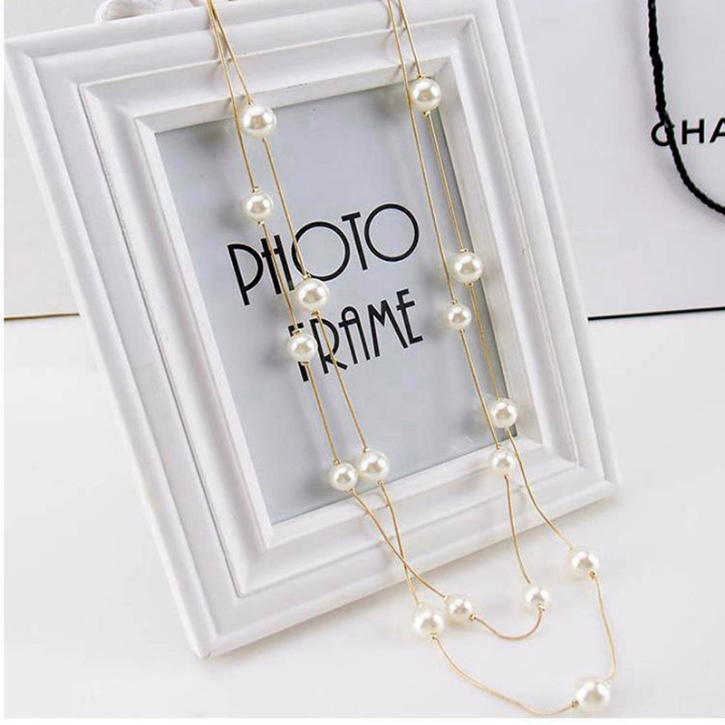 Fashion Simple Double-Layer Pearl Beaded Clavicle Chain Necklace