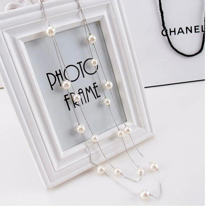 Fashion Simple Double-Layer Pearl Beaded Clavicle Chain Necklace