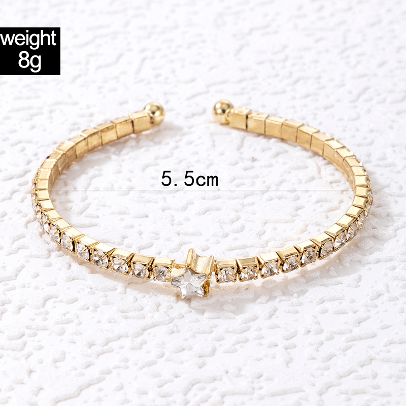 Simple Jewelry Heart Shaped Simple Single-Layer Alloy Rhinestone Bracelet