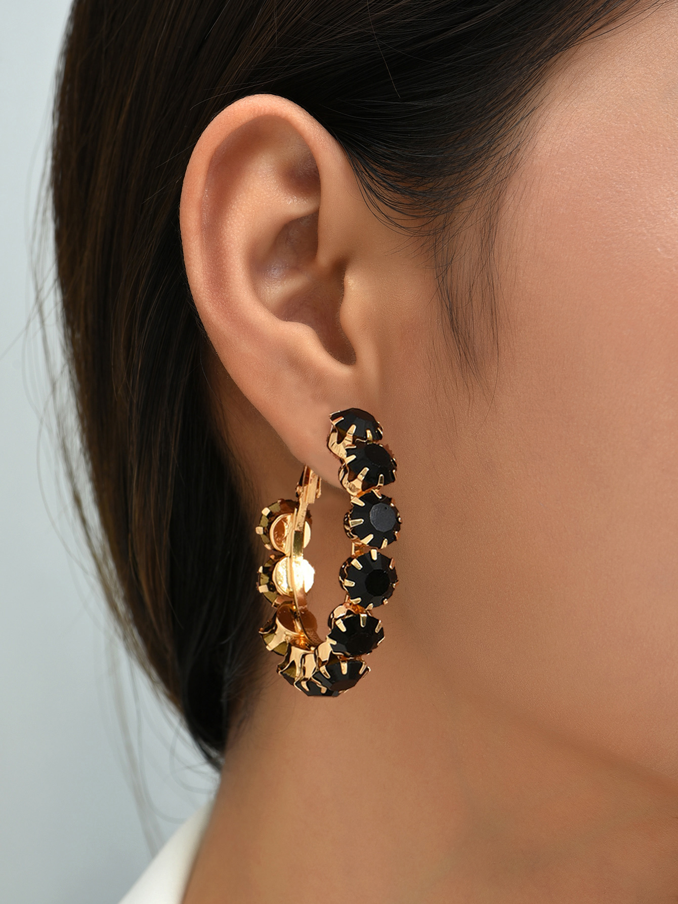 Queen Geometric Metal Zircon Earrings