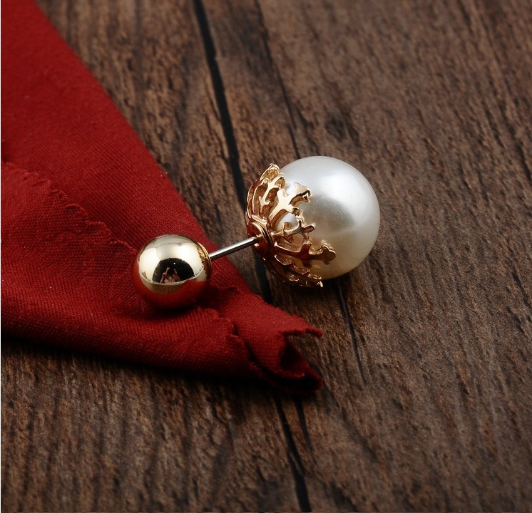 Fashion Simple Geometric Pin Double-Headed Pearl Alloy Brooch