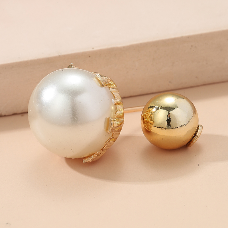 Fashion Simple Geometric Pin Double-Headed Pearl Alloy Brooch