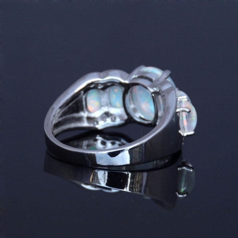 Fashion Elegant Rhinestone Big Opal Inlaid Alloy Ring