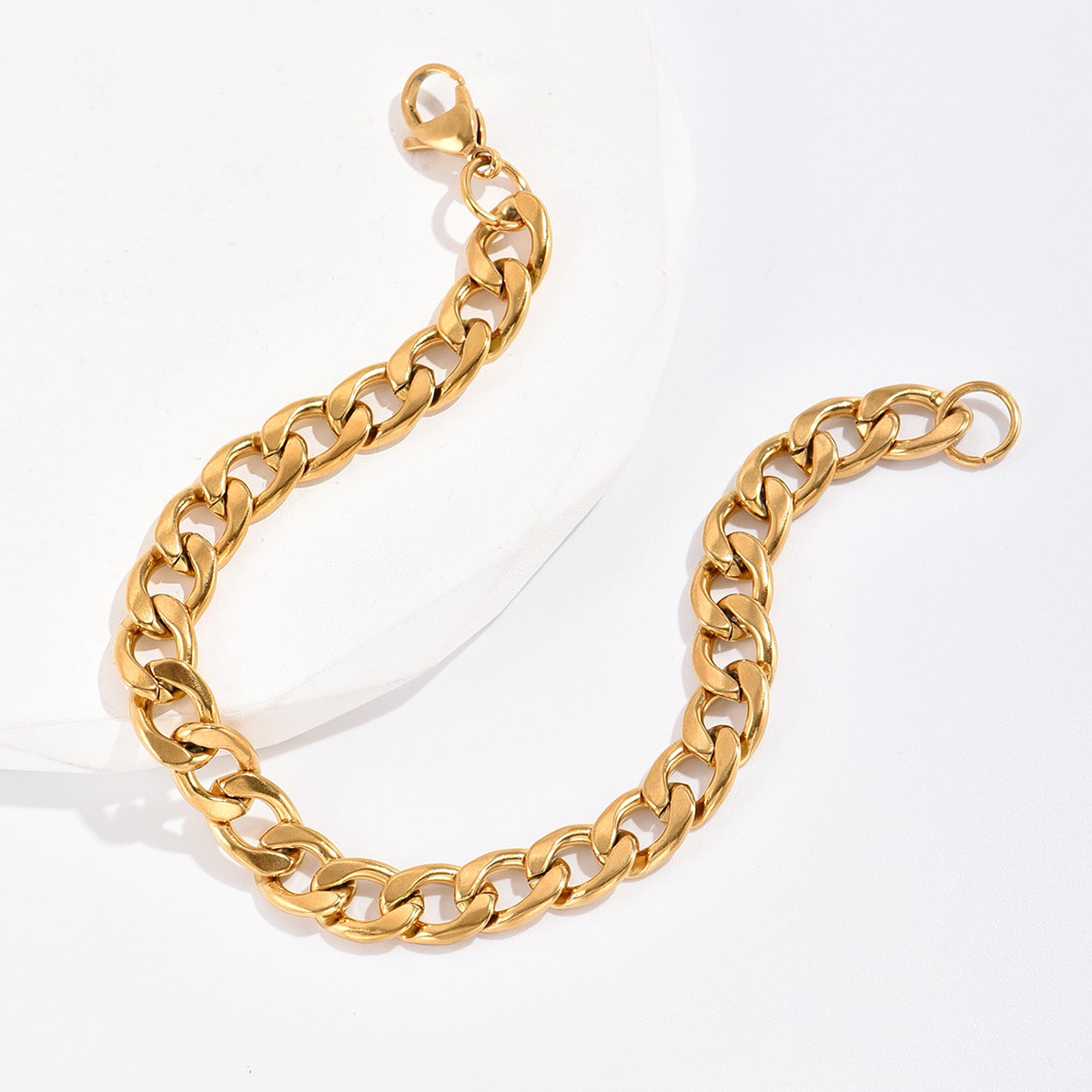 Fashion Retro Hip Hop Simple Stainless Steel Electroplated 18K Gold Bracelet