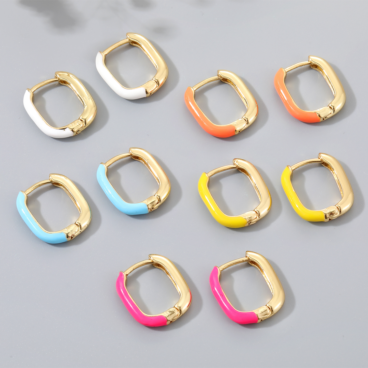 New style U-Shaped Color Dripping Oil copper Earrings