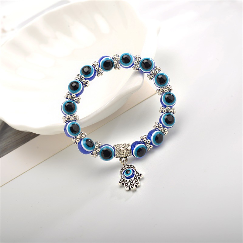 Fashion Vintage Blue Evil Eyes Beads Resin Bracelet Women