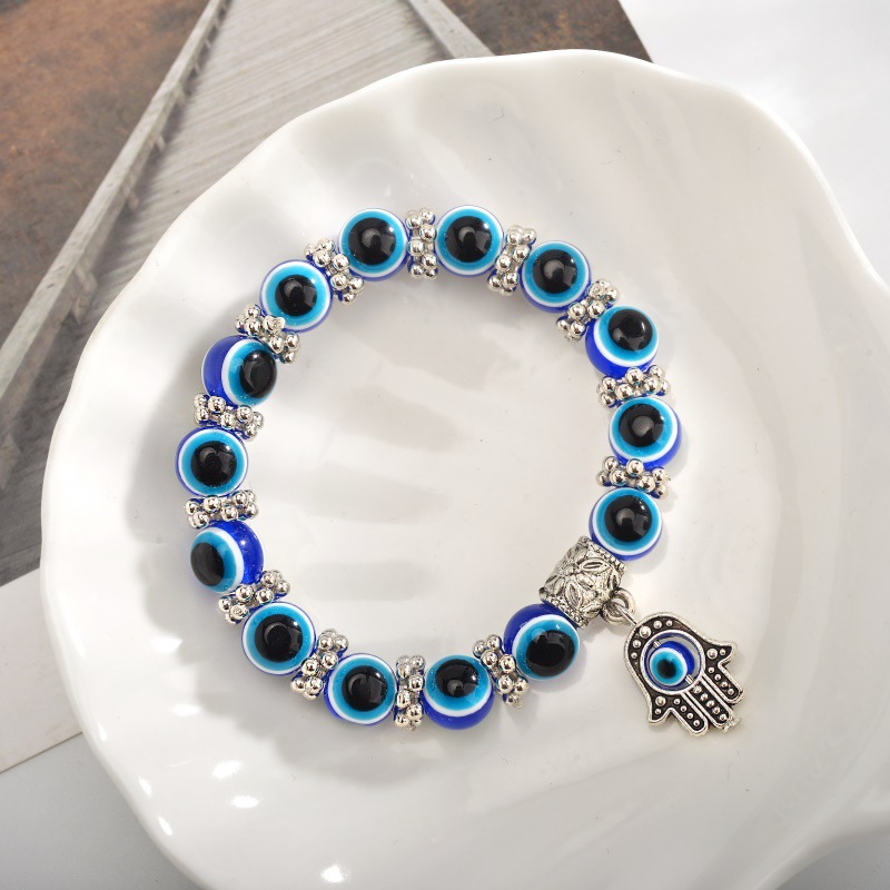 Fashion Vintage Blue Evil Eyes Beads Resin Bracelet Women