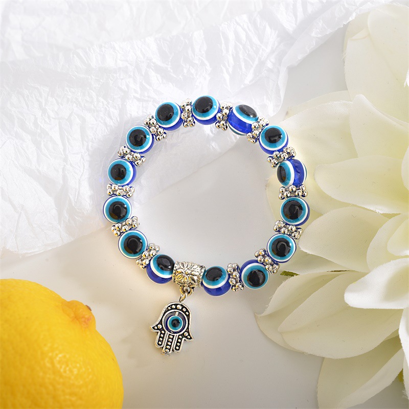 Fashion Vintage Blue Evil Eyes Beads Resin Bracelet Women