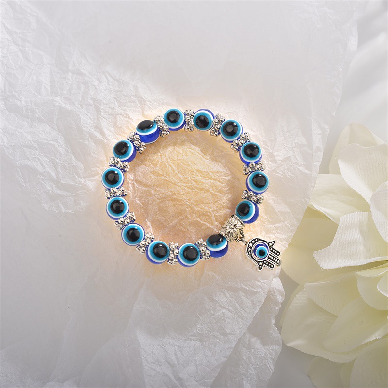 Fashion Vintage Blue Evil Eyes Beads Resin Bracelet Women