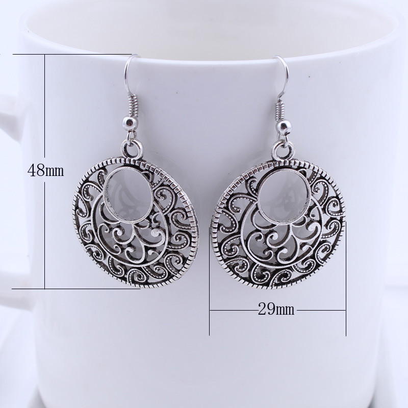 Fashion Retro Round Brand Pendant Necklace Earrings Suite