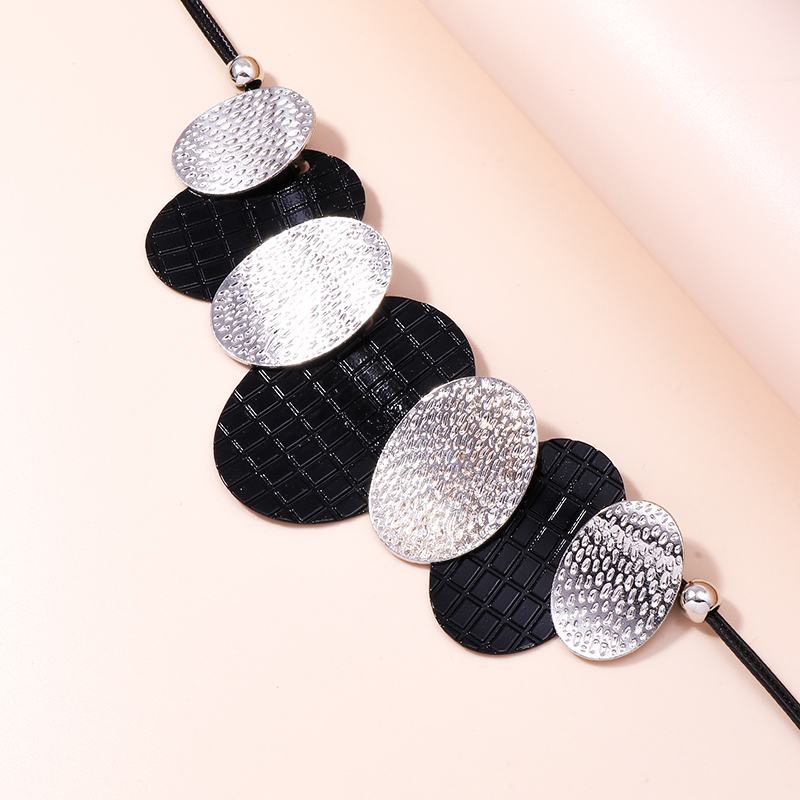 Fashion Exaggerated Snakeskin Multicolor Silver Black Geometric Necklace