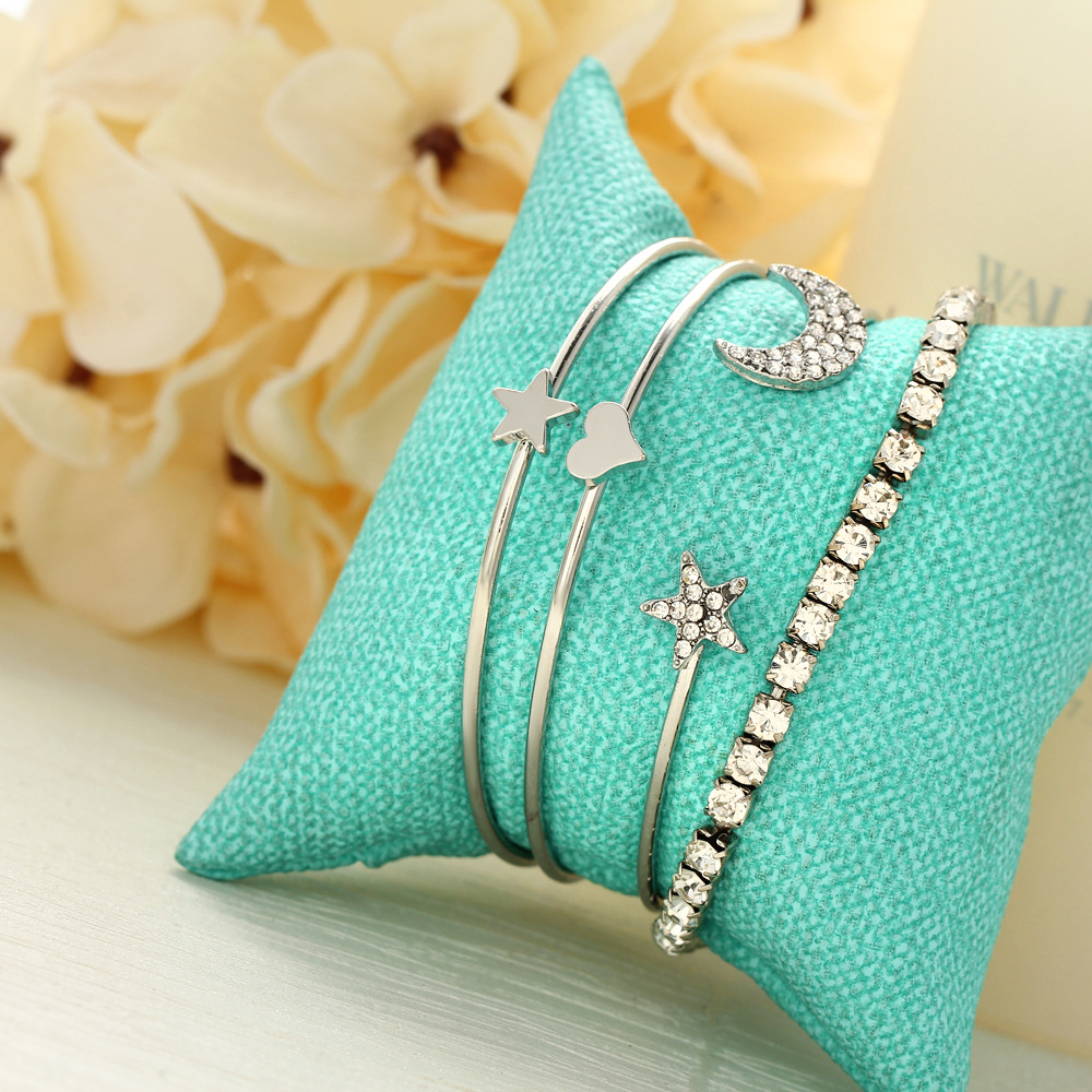 Fashion Star Moon Alloy Plating Rhinestone Bangle