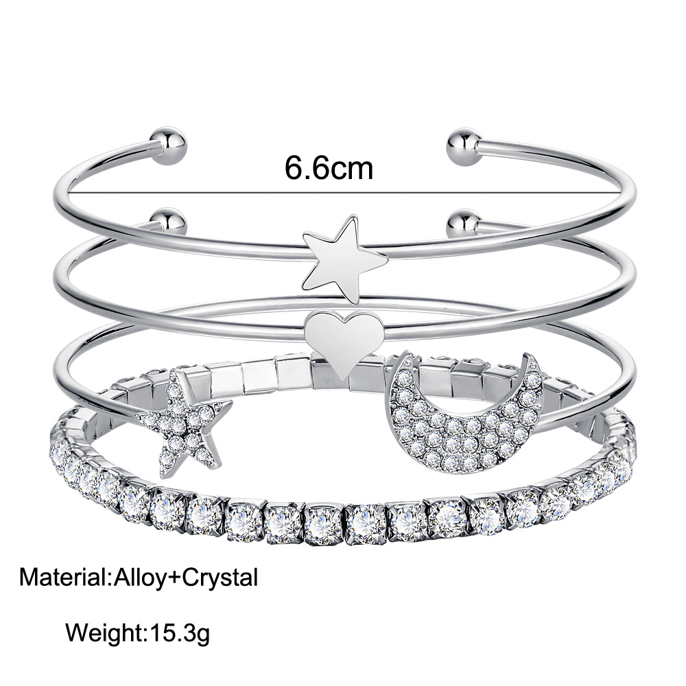 Fashion Star Moon Alloy Plating Rhinestone Bangle