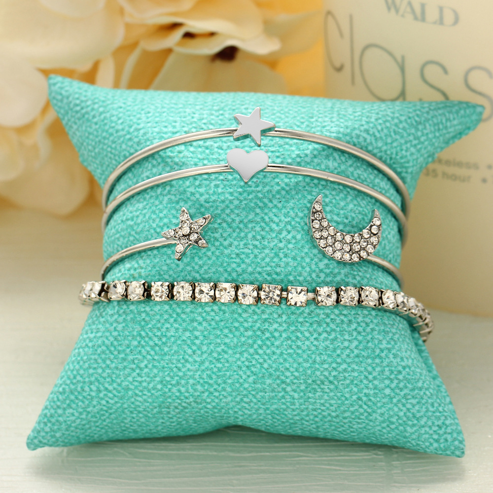 Fashion Star Moon Alloy Plating Rhinestone Bangle