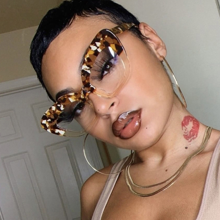 Fashion Anti-Blue Light Large Frame Cat Eye Plain Simple Glasses