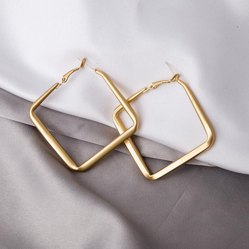 2022 New Fashion Simple Womenu0027s Large Square Matte Earrings