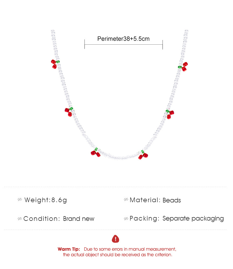 2022 New Fashion Elegant Clavicle Chain Transparent Handmade Beaded Cherry Necklace