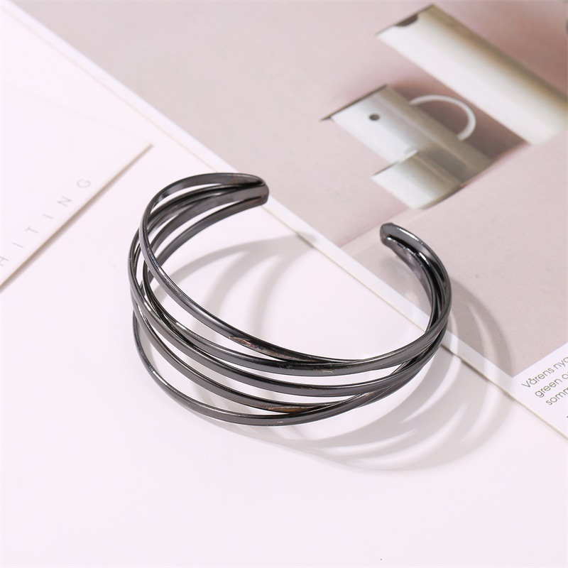 2022 New Fashion Simple Geometric Cross Opening Metal Bracelet