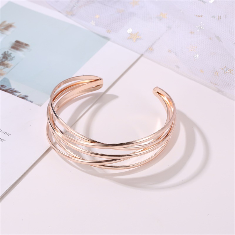 2022 New Fashion Simple Geometric Cross Opening Metal Bracelet