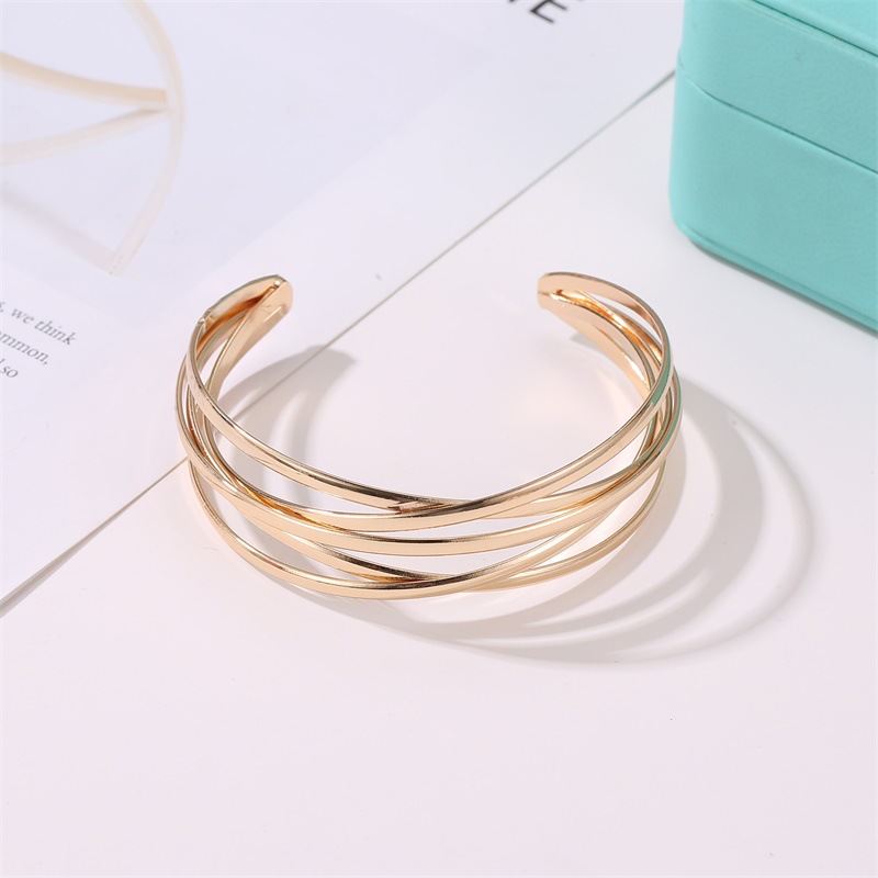 2022 New Fashion Simple Geometric Cross Opening Metal Bracelet