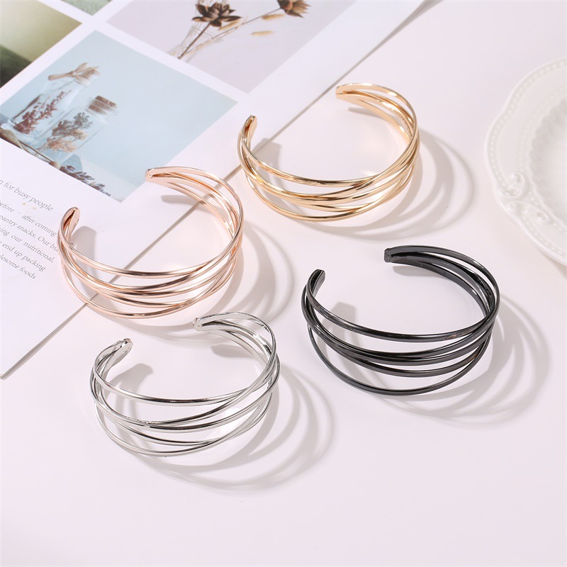 2022 New Fashion Simple Geometric Cross Opening Metal Bracelet