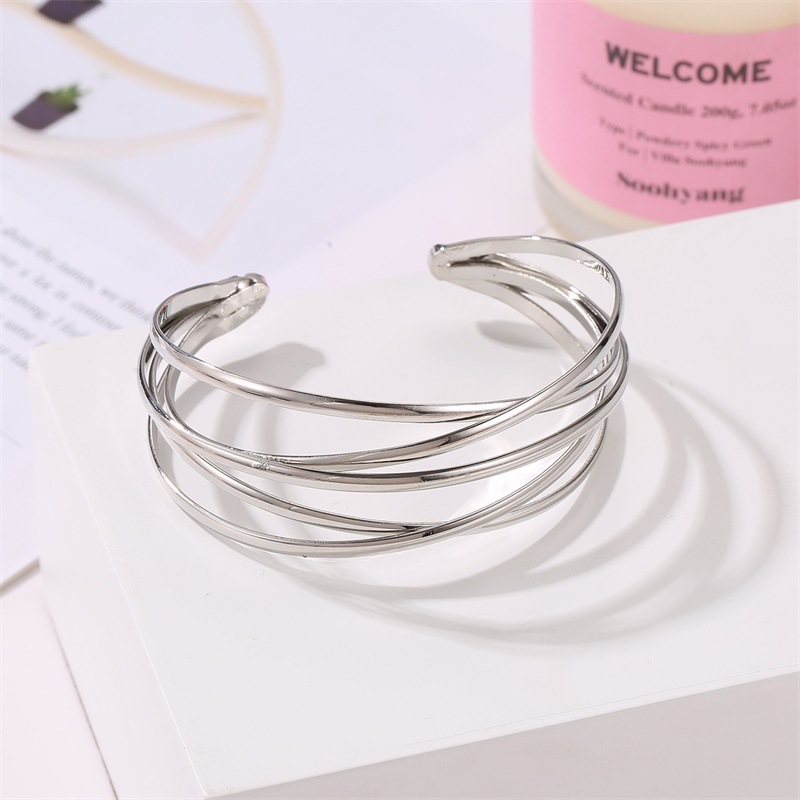 2022 New Fashion Simple Geometric Cross Opening Metal Bracelet