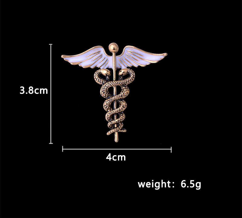 solid color Angel Wings with inlaid hollow Snake Brooch