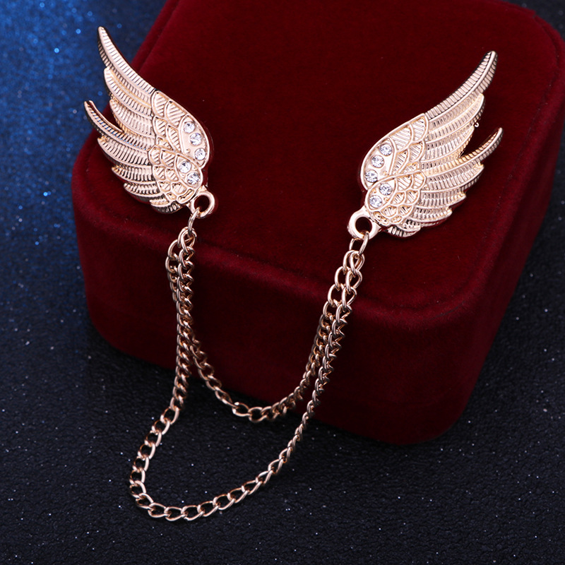 solid color Double Wings decor rhinestone inlaid Brooch