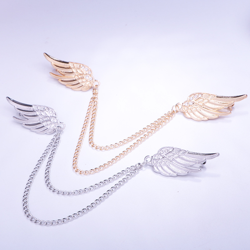 solid color Double Wings decor rhinestone inlaid Brooch