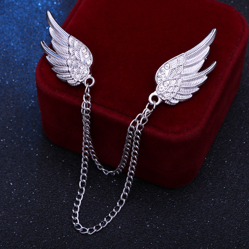 solid color Double Wings decor rhinestone inlaid Brooch