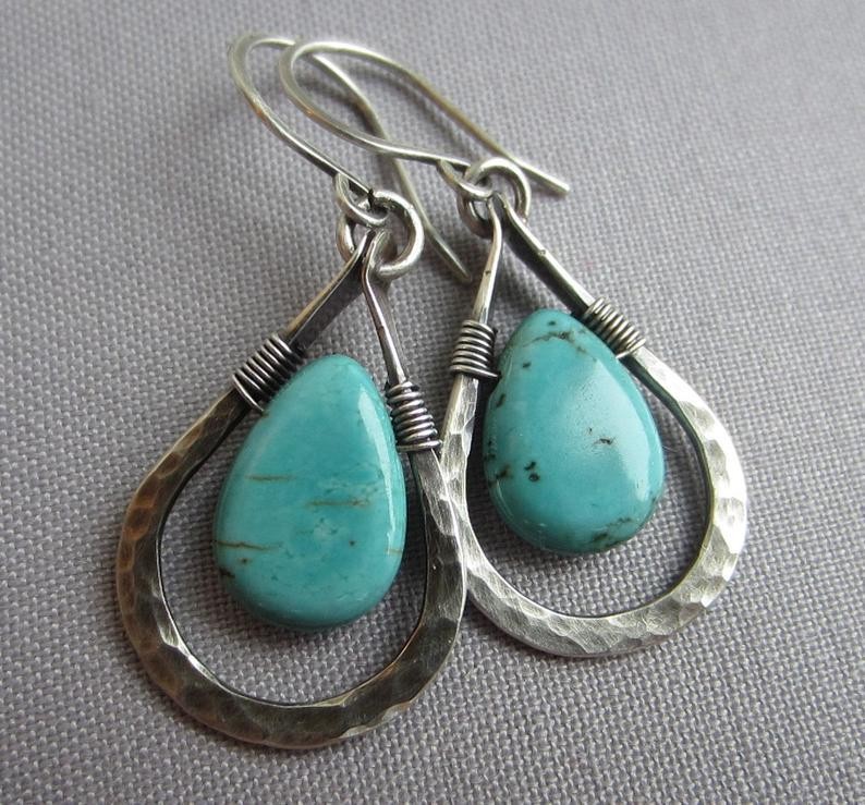 Vintage Style Alloy Water Drop Earrings Daily Plating Turquoise Drop Earrings 1 Piece