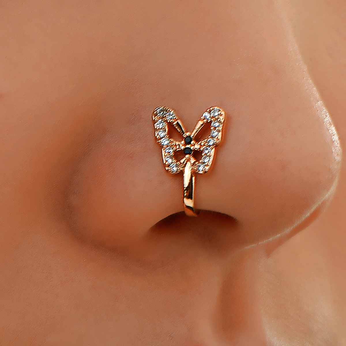 Womenu0027S Fashion Simple Style U Shape Butterfly Copper Nose ring Plating Inlay Artificial Diamond