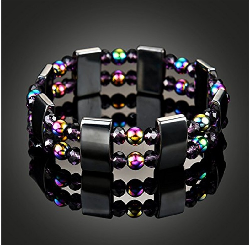Fashion Unisex Color Magnet Hematite Gem Handmade Beaded Stretch Bracelet