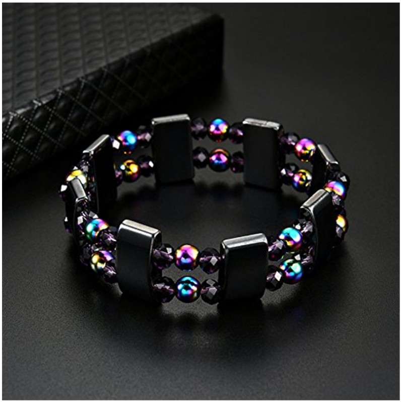 Fashion Unisex Color Magnet Hematite Gem Handmade Beaded Stretch Bracelet