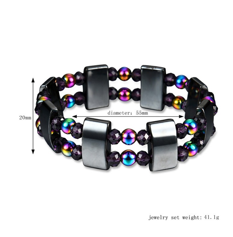Fashion Unisex Color Magnet Hematite Gem Handmade Beaded Stretch Bracelet