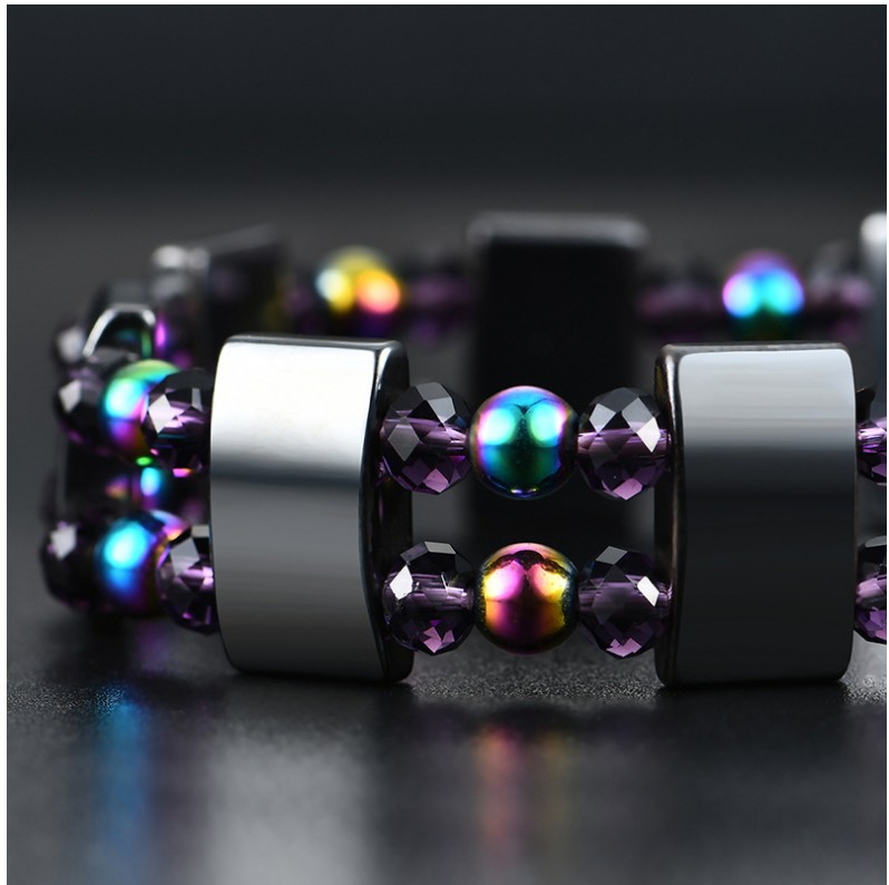 Fashion Unisex Color Magnet Hematite Gem Handmade Beaded Stretch Bracelet