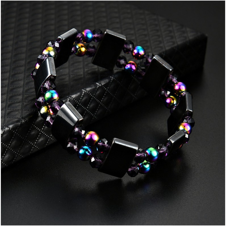 Fashion Unisex Color Magnet Hematite Gem Handmade Beaded Stretch Bracelet